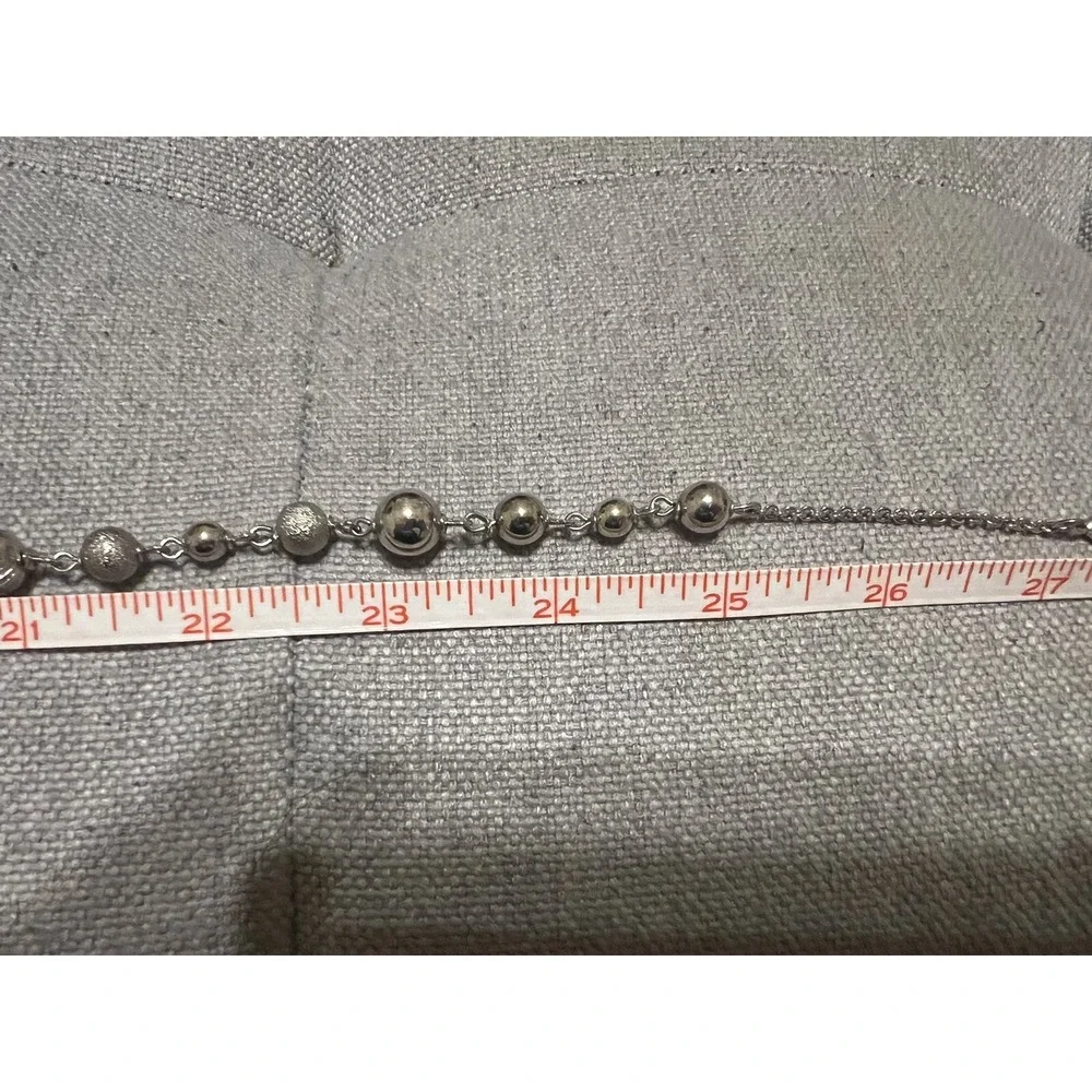 Monet Diamond Cut Beads Silver Color‎ Metal Beaded Necklace 27 Inches New
